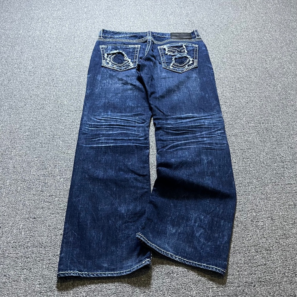 Big Star Pioneer Jeans 34R Blue Contrast Stitch Distressed Y2K Skater Baggy